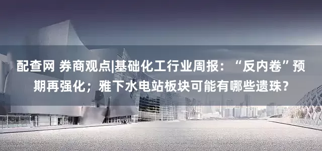 配查网 券商观点|基础化工行业周报：“反内卷”预期再强化；雅下水电站板块可能有哪些遗珠？